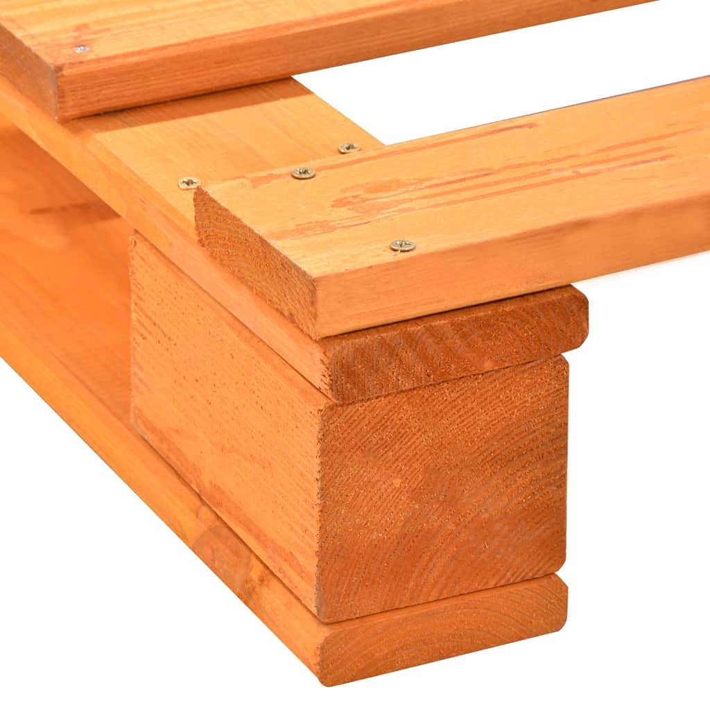 Solid Pine Wood Palette Bed Frame with Slats, 140x200 cm, Brown | Low-profile platform design ideal for bedrooms and guest rooms, supporting double mattresses without a box spring.