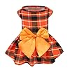 Pupteck plaid fall dog dress pet apparel for autumn with cute bowtie puppy clothes outfit plaid m  urban country home decor