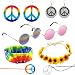 8 Pieces Hippie Accessories for Women, 70s Hippie Halloween Costume Set Hippie Sunglasses Peace Sign Pendant Tie Dye Headband Bandana Peace Sign Earrings