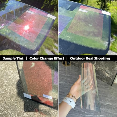 Image of Chameleon Purple Red Car Front Window Tint 78% VLT Car Window Tint Color Change Effect Vehicle Windshield Solar Protection Film, 59.84 inch x 1181.10 inch