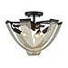Golden Lighting Samba 3 Light Semi-Flush Matte Black with Chain Strands