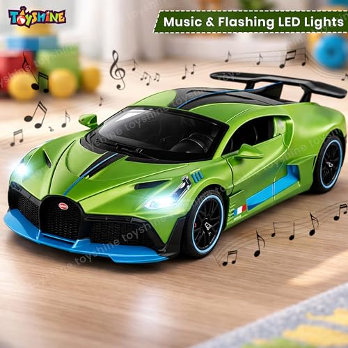 Image of Toyshine 1:32 Scale Die Super Fast Racing Model Car with Music and Lights Along with Pull Back Function Opening Doors Feature for Kids Boy Girl 3+, Green