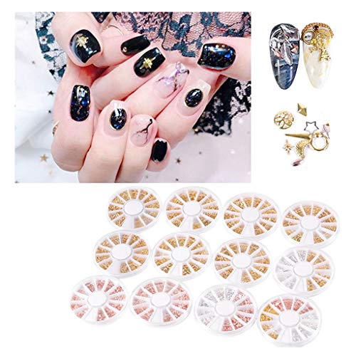 SUSHUN 3D Gold Silber Nagel Charms Metall Nieten Ohrstecker Strass Perle Nagelschmuck DIY 7#wie das Bild zeigt – Bild 7
