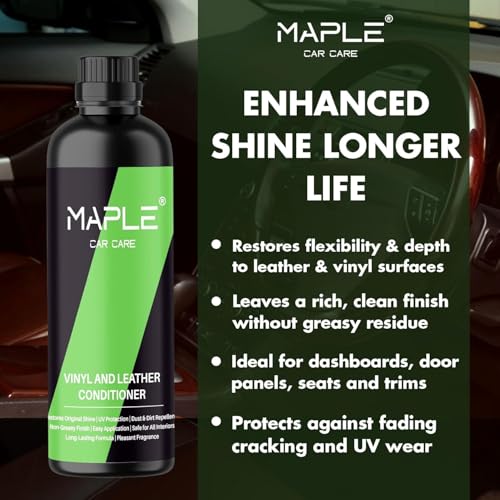 Image of Maple Car Care Vinyl & Leather Conditioner (1 Litre) | Car Interior Cleaner & Protectant for Leather Seats, Dashboard & Upholstery | UV Protection, Restores Shine & Non-Greasy Finish