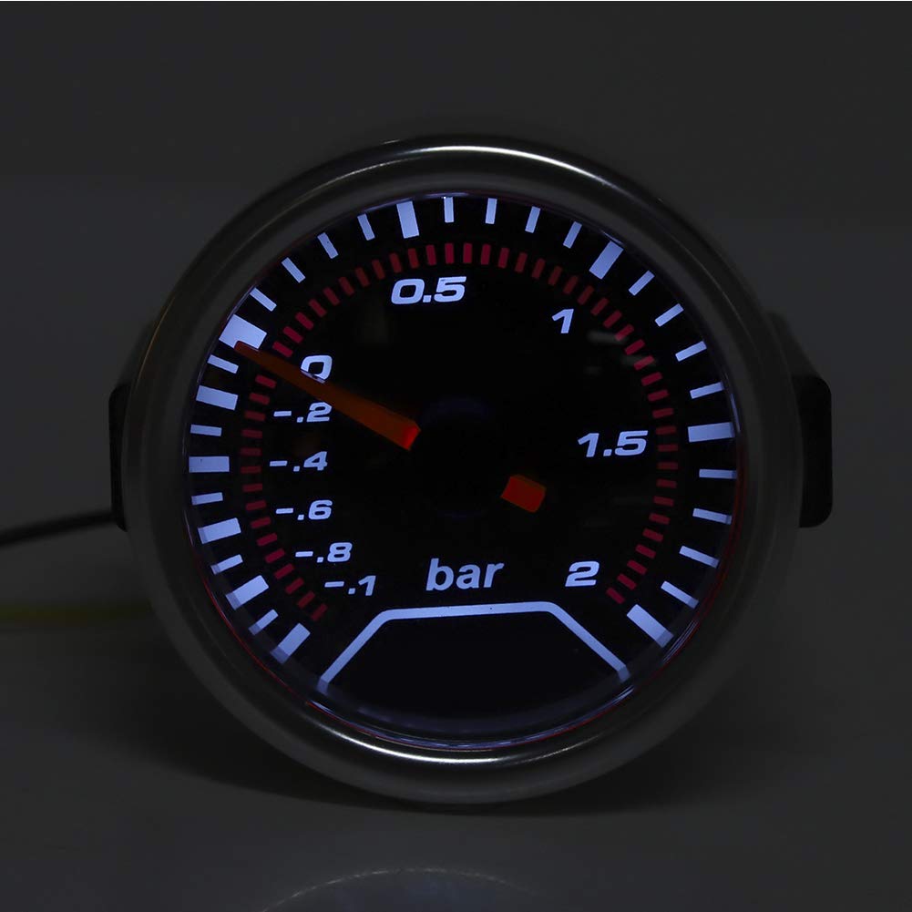12V 1-2Bar Modificado Boost Gauge Mecánico Turbo Presión Medidor 52mm/2in