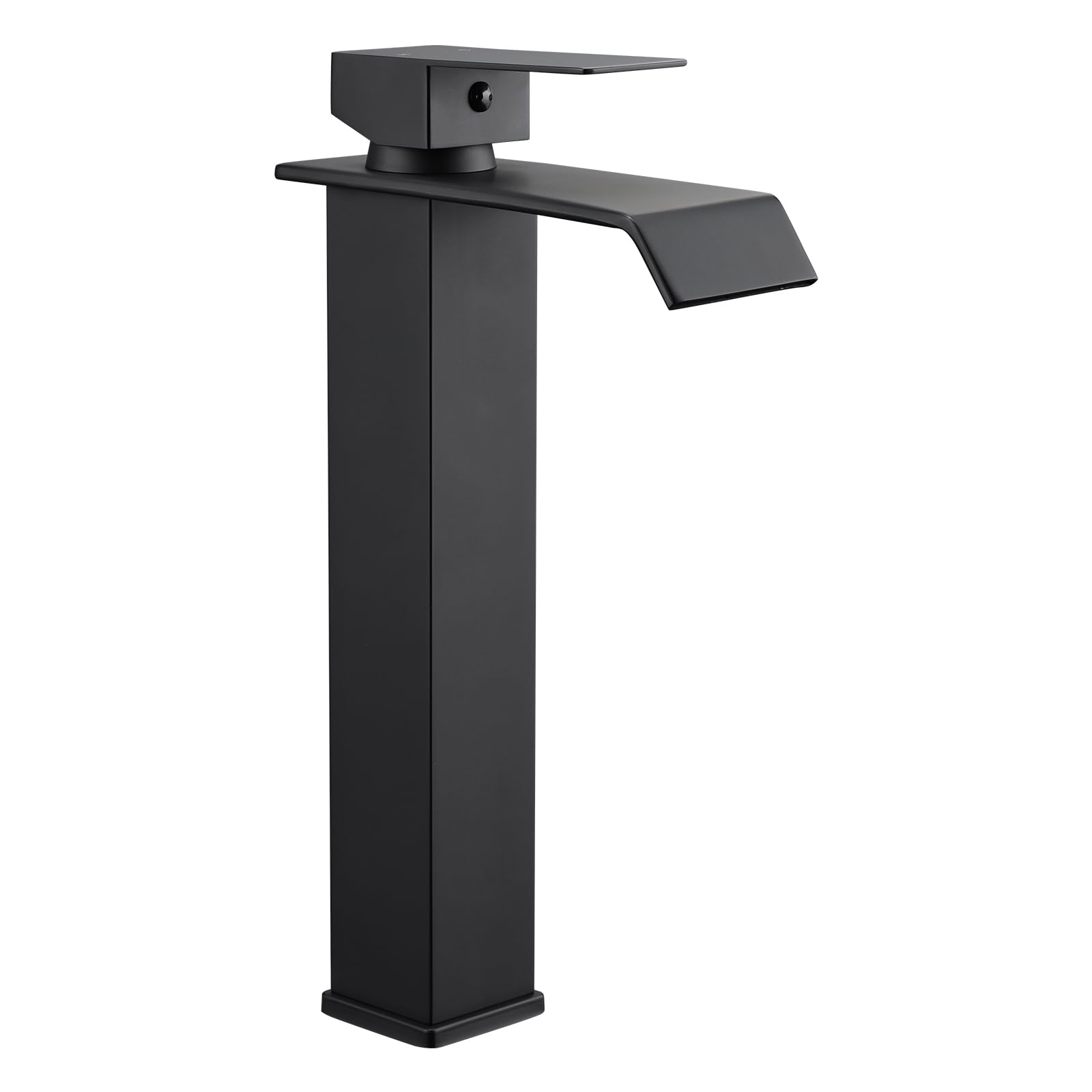 Hapilife Basin Mixer Taps Tall Black Bathroom Sink Tap Mixers Waterfall Countertop High Square Cloakroom Faucet Monobloc Stainless Steel with G1/2’’ Hoses Mono 1 Hole