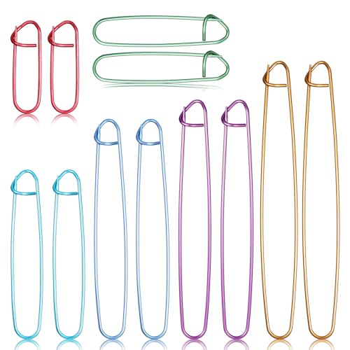 Guduling 12 Pcs Stitch Holders for Knitting Knitting Stitch Holders Colorful Zinc Alloy Yarn Crochet Holder Crochet Accessories Set for DIY Blankets Scarves Sweaters and More