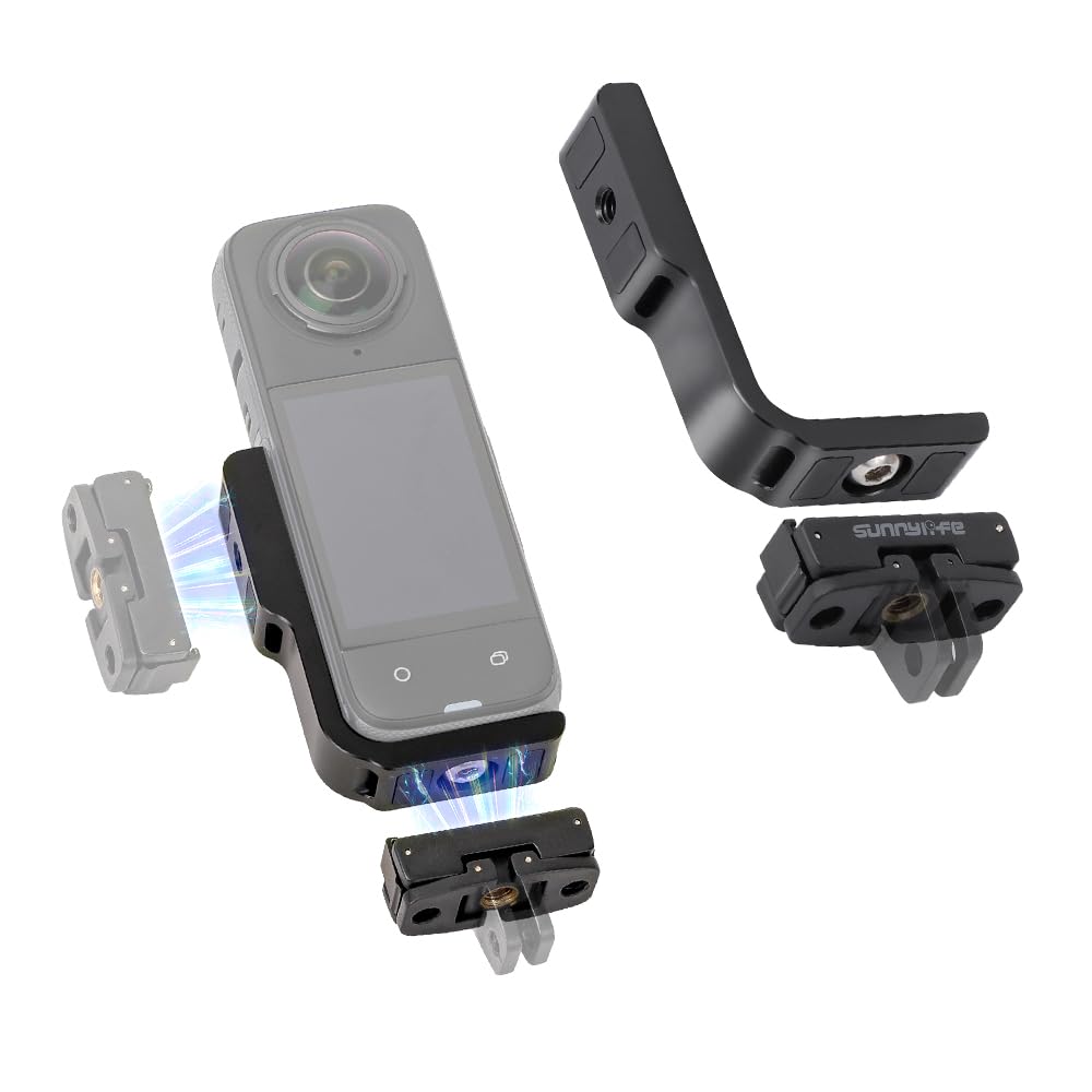 Fergio Magnetic L-Type Mount Stand for Insta360X5,X4,X3,GO3,GO2 & Pocket 3, Adjustable Magnet Bracket with 1/4" Screw Mount, Stable Base