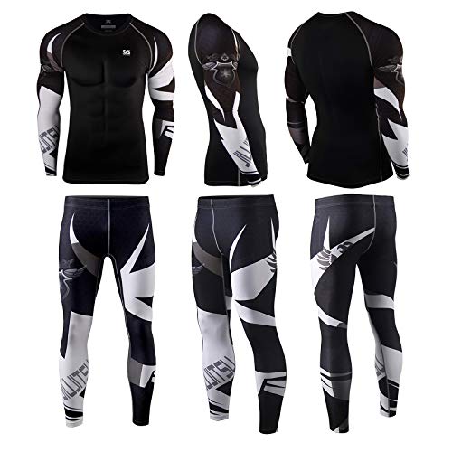 ZIPRAVS-068 Men's Workout Set Long Sleeve Compression Shirts and Pants Sports Tight Leggings Base Layer Suit Quick Dry ZIPRAVS-068 Men's Workout Set Long Sleeve Compression Shirts and Pants Sports Tight Leggings Base Layer Suit Quick Dry
