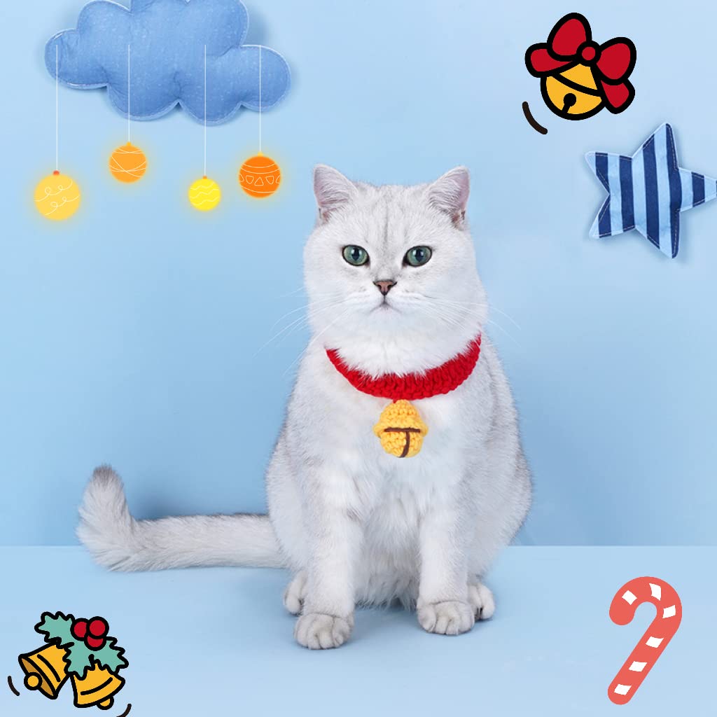 Joiena Cat Dog Christmas Costume Pet Scarf Outfit, Xmas Cat Clothes Collar, Christmas Necklace Scarf, Soft and Cute Apparel for Cats and Puppy, Funny Christmas Pet Dress Up