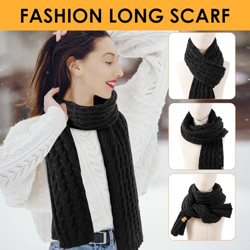 PAGE ONE Women's Ribbed Knit Scarf Winter Warm Long Big Wrap Cashmere Wool Thick Large Chunky Scarf for Women4
