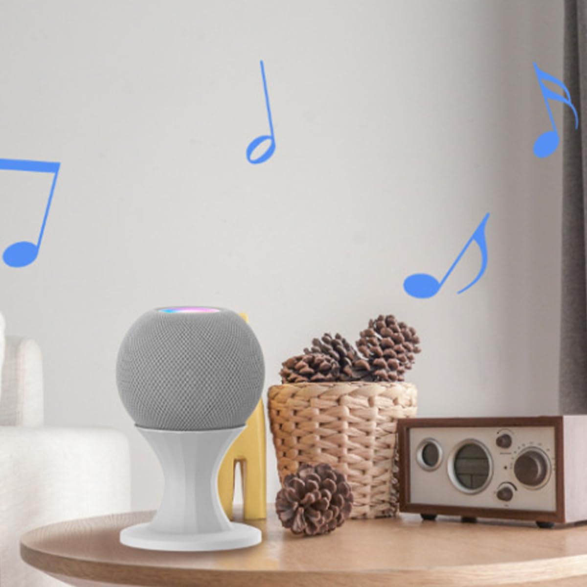 Mini Supporto da Tavolo per Altoparlanti, Supporto da Parete Rotondo Compatibile con HomePod Mini Smart Au-Dio, Elegante Design Bianco per Uso Domestico