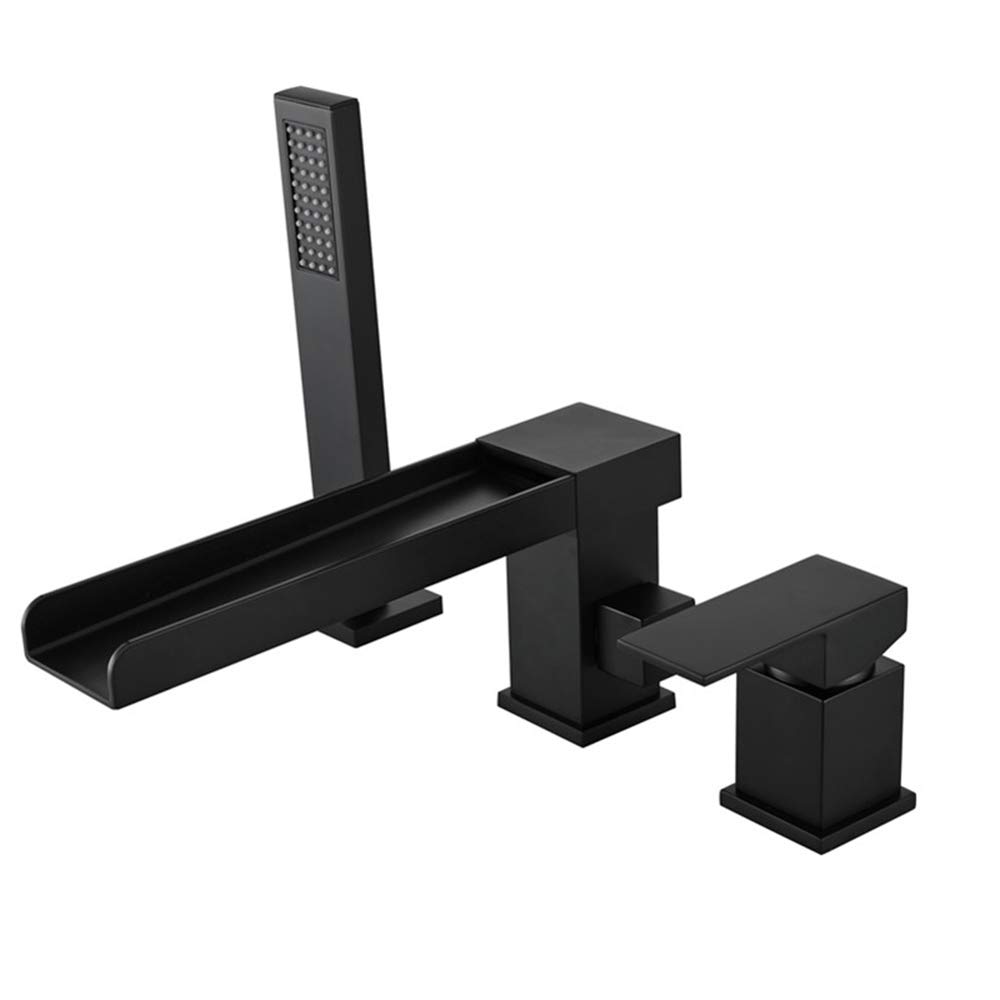 Robinet de baignoire cascade noire mitigeur douche salle de bain 3 trous
