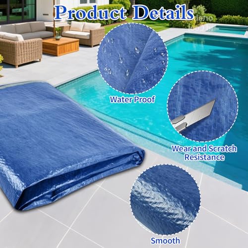 Miniatura 3 de Alfombra Para Piscina Azul, Tapetes Rectangulares Para Piscinas, Paño De Piso Plegable Para Piscina, Protector De Suelo Piscinai Adecuado Para Piscinas, Hinchables Y Piscinass, 300 X 200 Cm