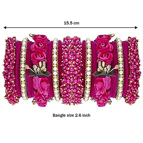 Aheli Green Floral Chuda Chura Bangle Set Wedding Fashion Jewelry Gift for Women 2.6 Inch4