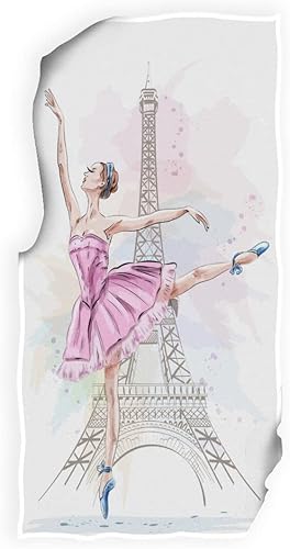 Miniatura 4 de Toalla de baño de mano de bailarina de ballet, torre Eiffel, cocina, baño, toalla de grifo de baño, toalla blanca y rosa, altamente absorbente,