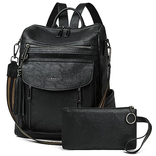 Shrrie Rucksack und Geldbörse für Damen, modischer Rucksack aus Leder, Designer-Reiserucksack, wandelbare Schultertasche, L 12.5 x W 5 x H 13 inches