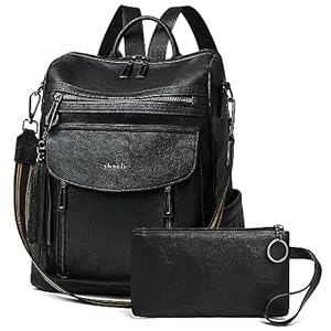 Shrrie Rucksack für Damen, modischer Leder-Rucksack, Geldbörse, Designer-Reiserucksack, Schultertasche, 2-8 Vintage Dunkelgrün, Modern