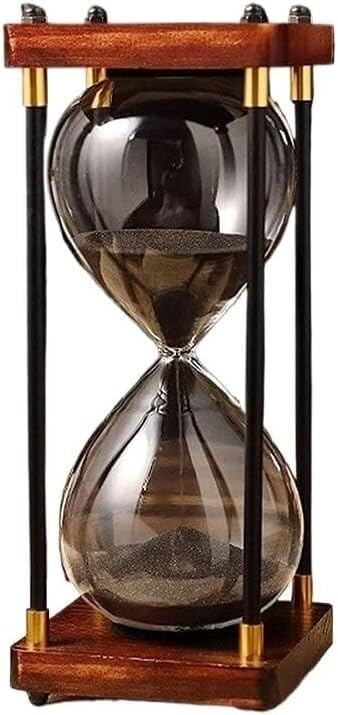 Reloj de Arena Vintage con Marco de Madera, Temporizador de Arena Decorativo for Escritorio y Sala de Estar, decoración del hogar de Estilo Antiguo(Black,9.5x24 cm)