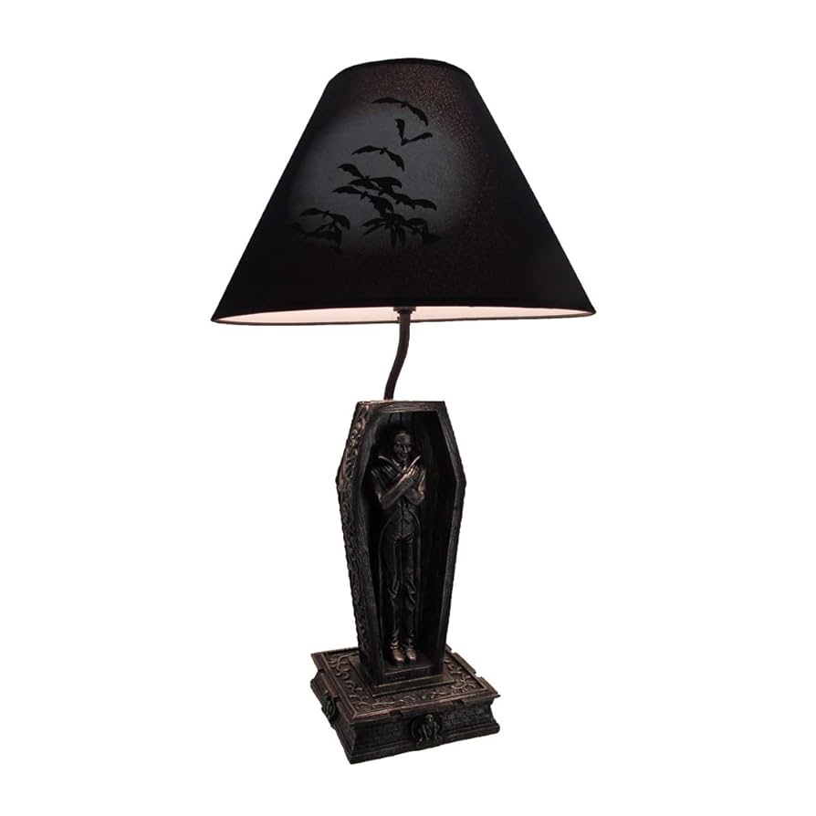 Zeckos 22-Inch Dark Dawning Vampire in Coffin Black Table