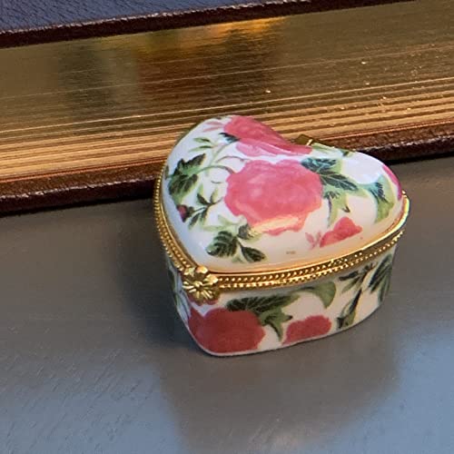 Evenchae Miniature Porcelain Box - For Jewelry, Trinkets, Mementos, Keepsakes - Gift Ready W/Velvet Drawstring Bag (Pink, Eclectic) #TOP3