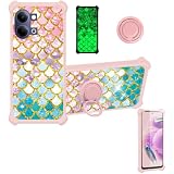 jioeuinly Case Compatible for Vivo iQOO Z11 Lite Phone Case Cover [with 1* Tempered Glass Screen Protector][Hard PC + Soft Silicone][Ring Support] [Gold Glitter+Luminous] JSF-YL