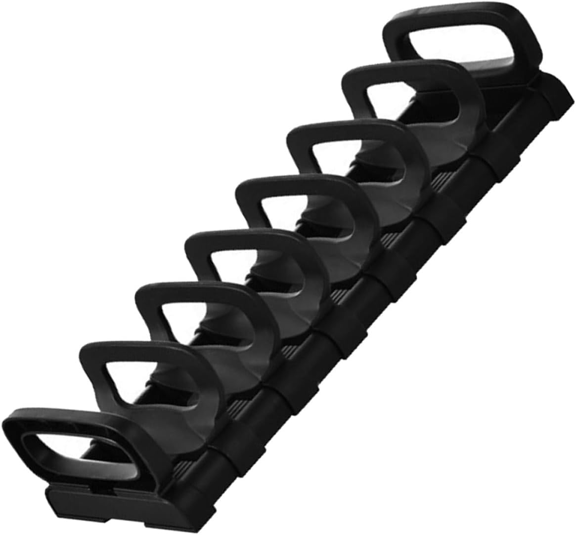 Adjustable Black Plastic Dish Drying Rack with 8 Compartments, Kitchen Counter Plate and Bowl Organizer Drain Rack for Efficient Dish Storage and Drying