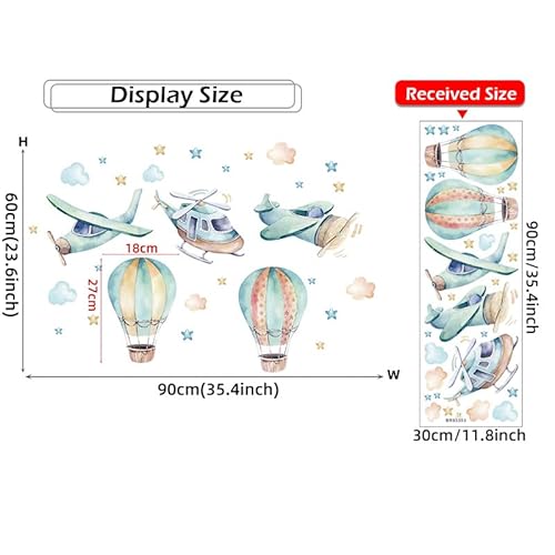 Yotdmk Cartoon Animal Wall Decals Aircraft Helicopter Hot Air Balloon Wall Stickers For Boys Room Baby Nursery Room Kindergarten Decoration Kids Bedroom Decals Pvc Murals Living Room Wallpaper #TOP1