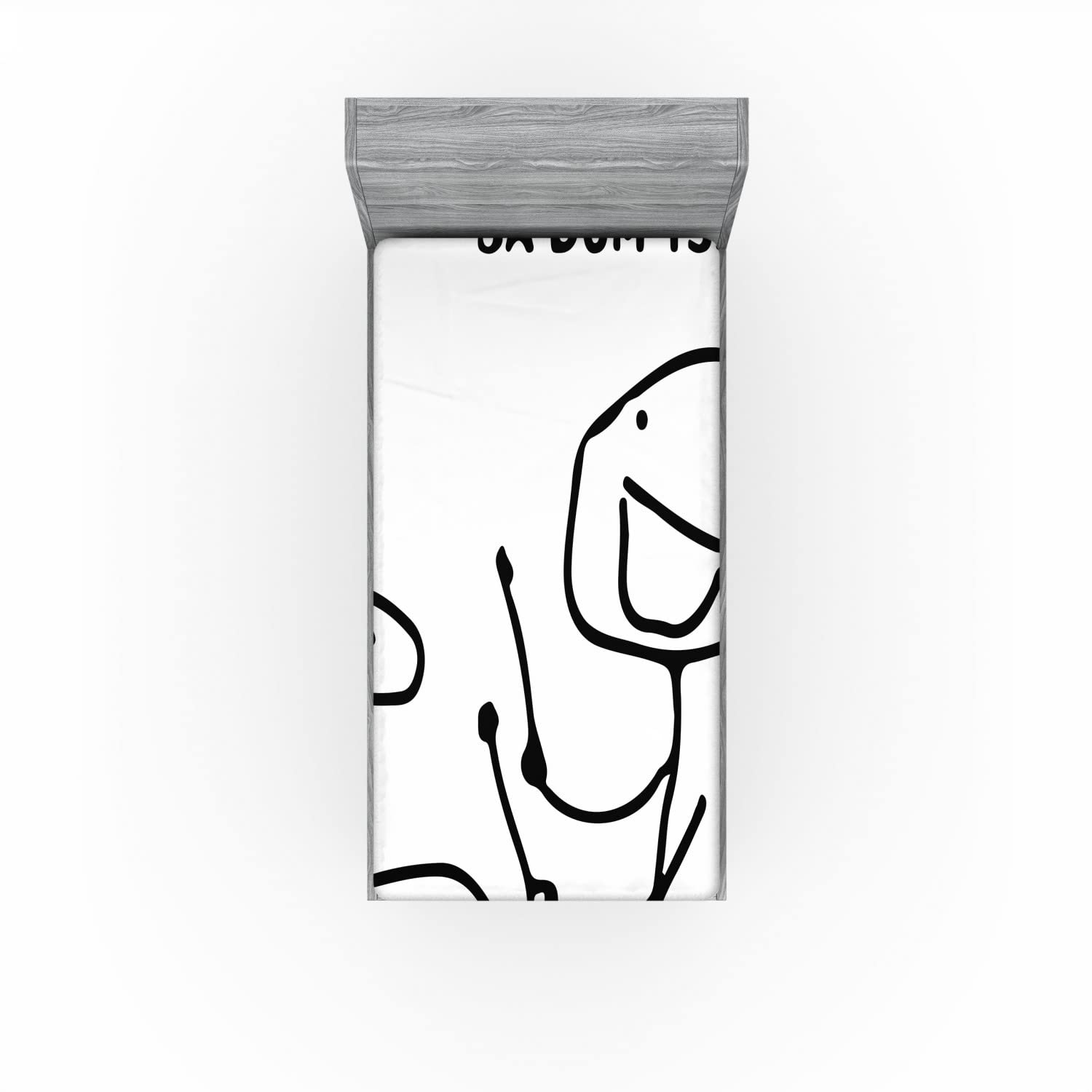 Ambesonne Humor 2 Pack Fitted Sheet, Badumts Drum Meme Comics, Bed Cover All-Round Elastic Deep Pockets 2 Pieces, Package Contains 2 Twin Size Fitted Sheets, White Dark Black