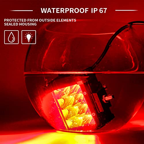 Red Led Light Bar 4-Inch 36W Triple Row Spot Light Bar 3600Lm Led Pods Waterproof Off-Road Fog Lights With Bottom Brackets For Trucks Motor Atv Utv Suv Car Off-Road Boat 12V 24V #TOP3