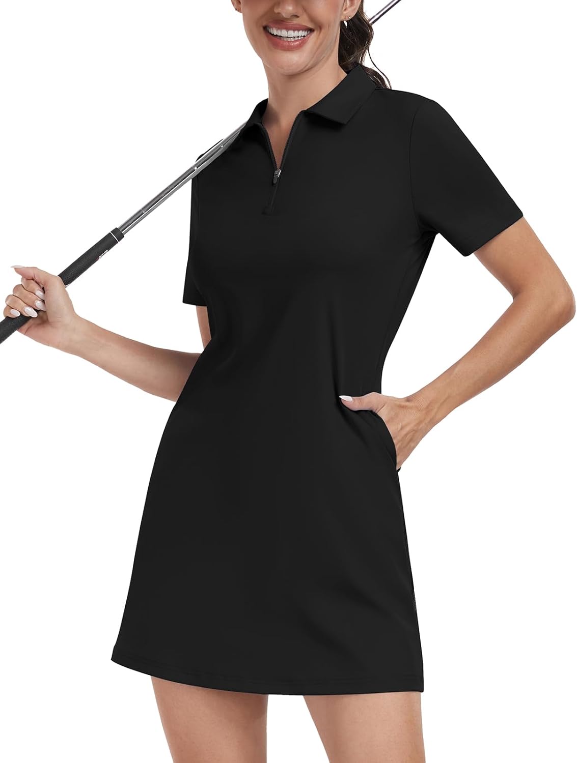 Soneven Womens Tennis Dress Sleeveless Golf Dresses with Shorts and Pockets Ruffle Sleeve Workout Athletic Dresses