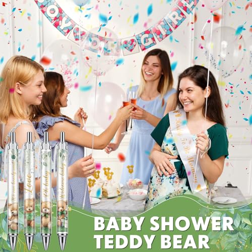 image for Chuangdi 24 Pcs Green Bear Baby Shower Ballpoint Pens Favors Bulk Retr