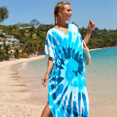 Image of Miss Lavish London Long Kaftan Dress for Women - Summer Printed Plus Size Maxi Caftan