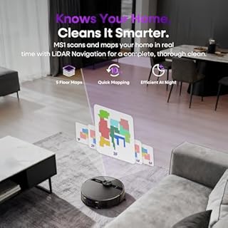 MONSGA MS1 Robot Vacuum Cleaner with Mop, 7000Pa Robotic Vacuum with Lidar Navigation, 180mins Runtime, 5 Editable Maps, APP/Remote/Voice Control, Ideal for Hard Floors and Carpets