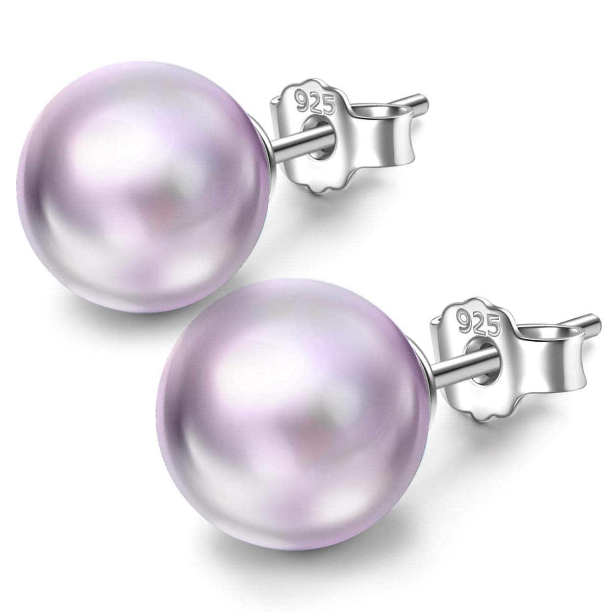 J.LUNA Only You Mother's Day Gifts for Mom, Pearl Sterling Silver Ball Studs Earrings Hypoallergenic Nickel Free