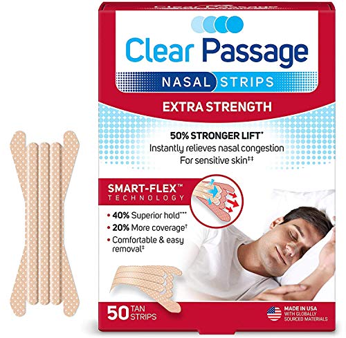 Clear Passage Nasal Strips Extra Strength, Tan, 50 Count | Works Instantly to