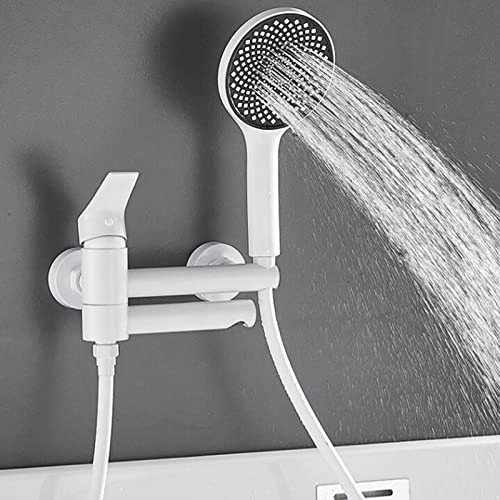 Douche Multifonction et Robinet Mitigeur Bain-Douche Laiton Blanc avec inverseur rapide
