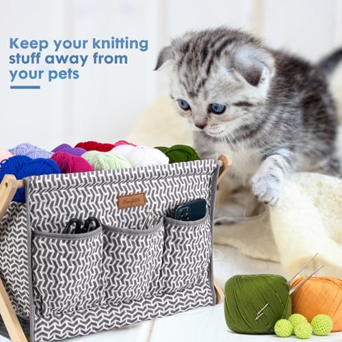 Image of Yarn Caddy Large Size Yarn Storage Organizer for Yarn Skeins-Organizer for Crochet Hooks Knitting Needles Other Accessories (Gray-Arrow)(Easy Assembly)