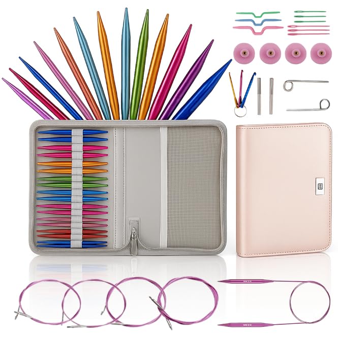 Yarniss 13 Pairs of Interchangeable Circular Knitting Needles Set Colorful