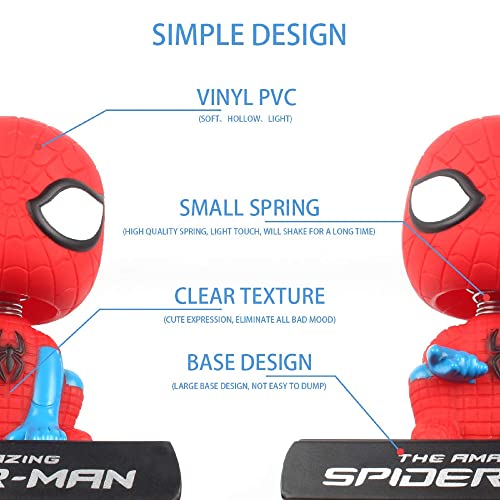 Image of AUGEN Super Hero Spider Action Man Figure Limited Edition Bobblehead with Mobile Holder for Car Dashboard, Office Desk & Study Table (Pack of 1)