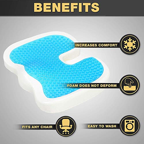 Image of Orthopedic Seat Cushion - Standard, 17.7 x 13.8 Inch Memory Foam Gel Chair Cushions for Back, Tailbone, Butt and Coccyx Discomfort Relief - Support Pillow for Office, Car, Home & Wheelchair (Design 4)