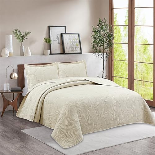 Couvre-lit brodé palmier et ensemble lit pur coton lavé 250x270 cm - 3