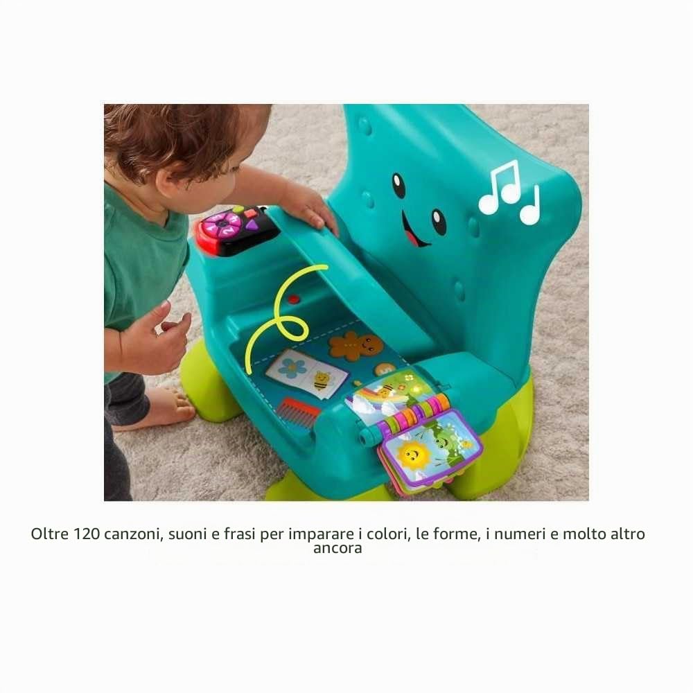 Fisher-Price Divertimento educativo, Giocattolo educativo per Bambini, Sedia di apprendimento, Turchese, con Musica e Varie attività per Bambini a Partire da 1 Anno, Inglese (UK), Francese, Versione