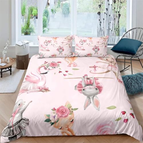 QBIDCSX Funda Nordica Cama 180 Conejo Funda Edredon 260x240 cm y 1 Funda de Almohada 50x75 cm para Niñas Niños con Cremallera Suave Transpirable 110gsm Microfibra Fundas Nordicas