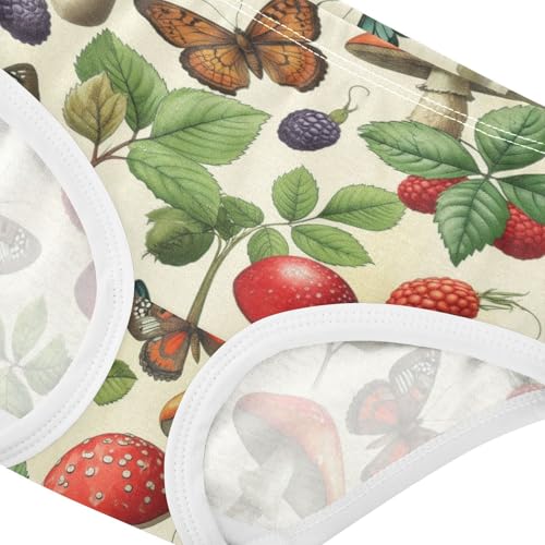 Joisal Girls Underwear Toddler 2t Cotton Panties Little Girl Bright Briefs Girls Undies Vintage Mushrooms Leaves Butterfly4