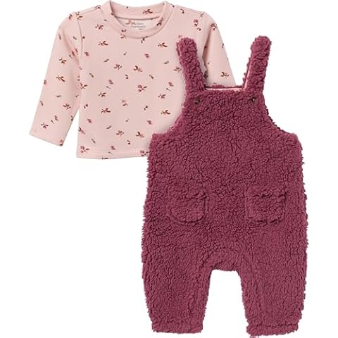 Modern Moments by Gerber Baby Girls' Microplush Overall Sset, Dark Rose, 18 Months Cover