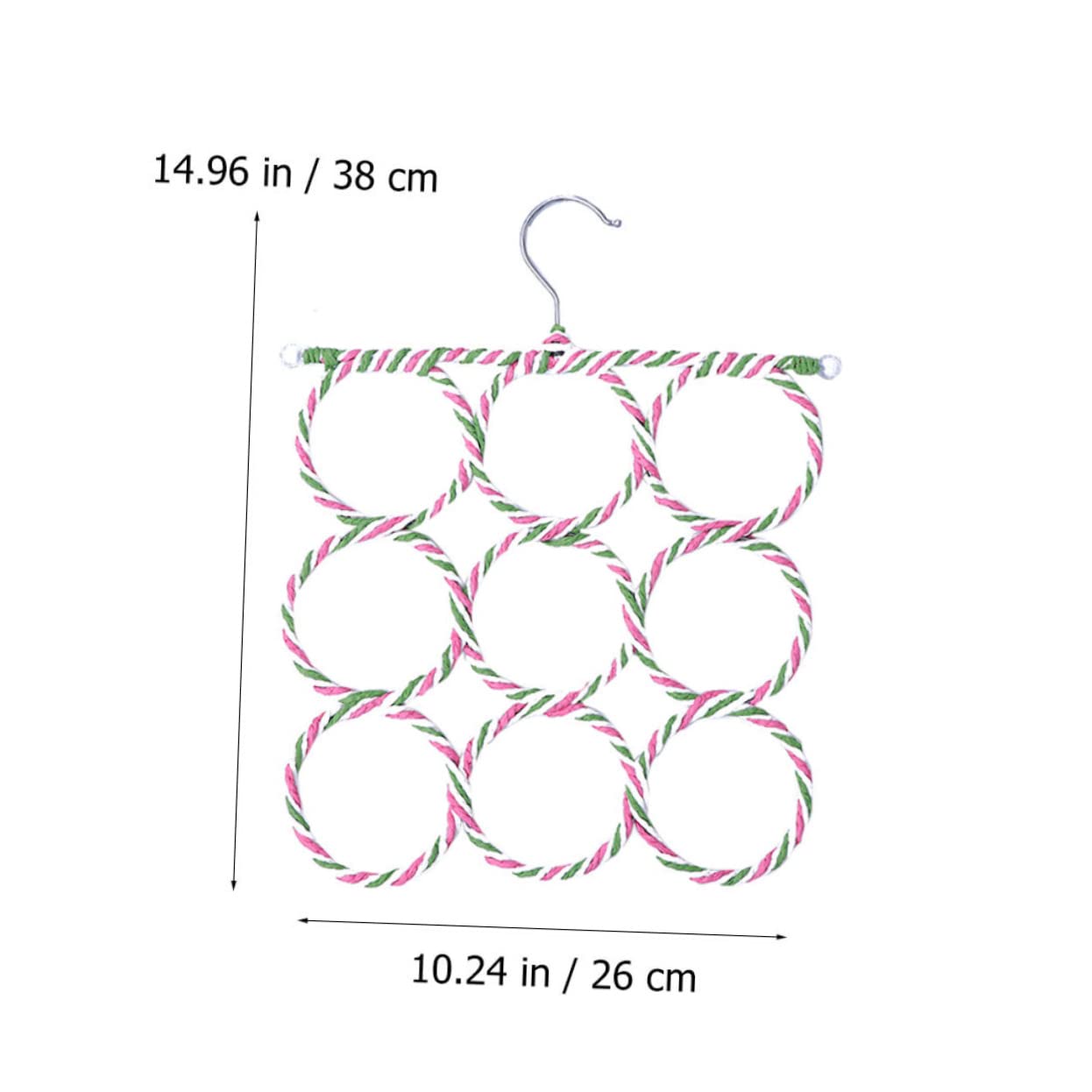 Cabilock 2pcs Paper Rattan Scarf Hanger 9-Ring Organizer Scarf Ring and Tie Hanger Rack Random Color