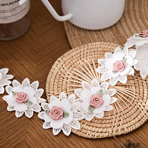 5 Yards White Flower Lace Ribbon, Personalized Floral Beaded Embellishments Sewing Fabric Trim Dresses Wedding Bridal Dress Hair Party Clothes Decoration Pearl Tassels (Bssc-01) #TOP4