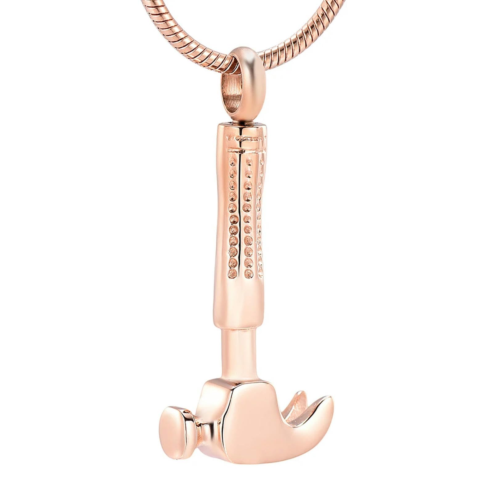 Collier pendentif urne funéraire souvenir à graver cadeau de deuil or rose
