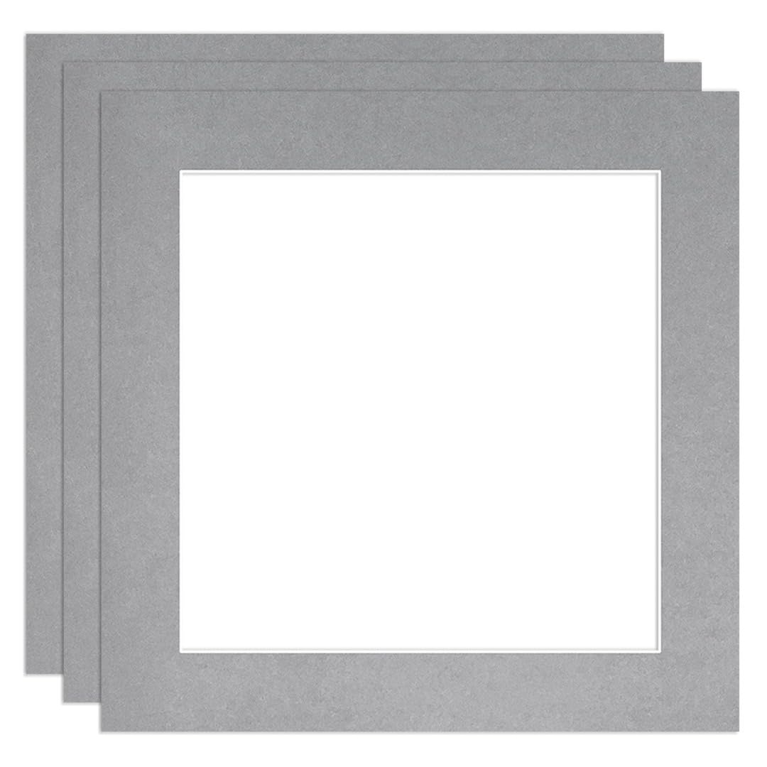 Procut Global 8x8" Silver Picture Mounts to Fit 6x6" Aperture - Precision Cut Cardboard Photo Mount - Ideal for Frames, Prints, Artwork & Certificates - Sizes & Colours Available - 3 Pack โ image 1